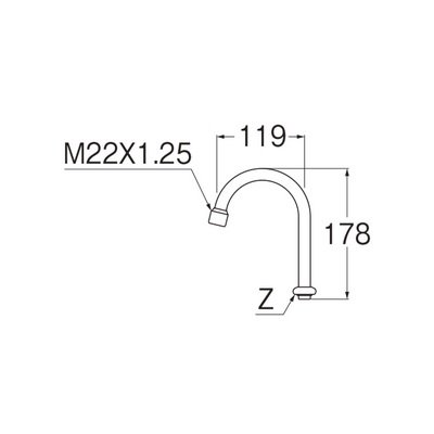 画像2: 水栓金具 部品 三栄水栓　PA26JH-60X-16　泡沫横形ツル首パイプ