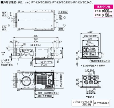 画像2: パナソニック　FY-12VBD2NCL　換気扇 気調システム 熱交換気ユニット カセット形(DCモーター) 120m3/h 温・湿度センサー付 AiSEG2対応 リモコン同梱 [♪◇]