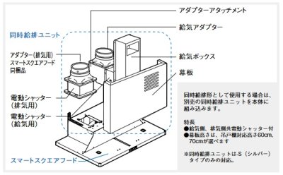 画像2: パナソニック　FY-MS656E-S　換気扇 レンジフード スマートスクエアフード用 同時給排ユニット 60cm幅 吊戸棚高60cm用 (FY-MSH656D-Sの後継品) [♪◇]