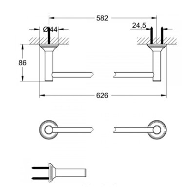 画像2: グローエ　40653001　アクセサリー エッセンシャルオーセンティック タオルバー 626mm クローム [■]