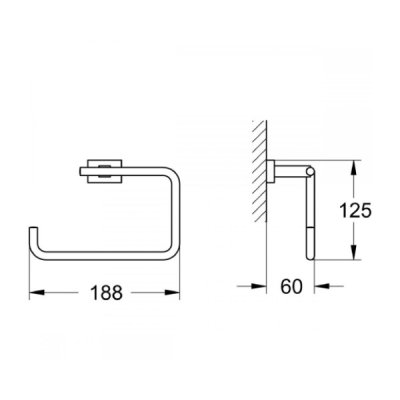 画像2: グローエ　40510001　アクセサリー エッセンシャルキューブ タオルリング クローム [■]