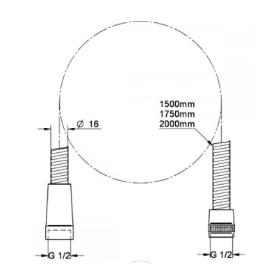 画像2: グローエ　2840900J　シャワー＆シャワーシステム シャワーパーツ メタフレックスシャワーホース 1500mm クローム [■]