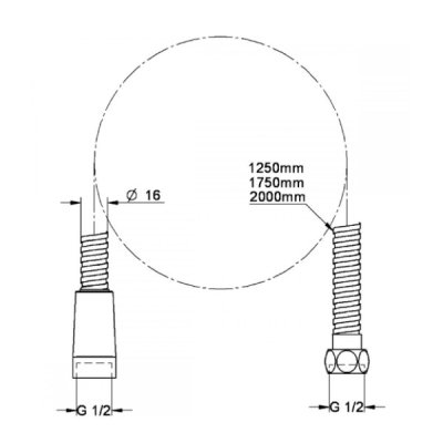 画像3: グローエ　2814200J　シャワー＆シャワーシステム シャワーパーツ メタルシャワーホース 1250mm クローム [■]