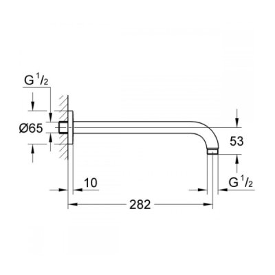 画像2: グローエ　28576000　シャワー＆シャワーシステム ヘッドシャワー モダン シャワーアーム 282mm クローム [■]