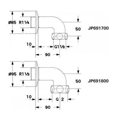 画像2: グローエ　JP691800　パーツ アウトレット サイズ1 1/4” クローム [■]