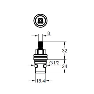 画像2: グローエ　45883000　パーツ カーボジュールセラミックヘッドパーツ サイズ1/2” 90°右回転開栓 [■]