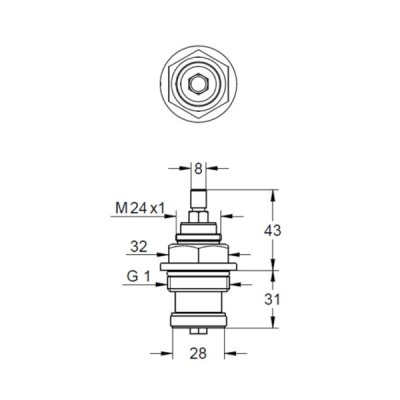 画像2: グローエ　07026000　パーツ ヘッドパーツ ショートスピンドルタイプ サイズ1”用 左回転開栓 [■]