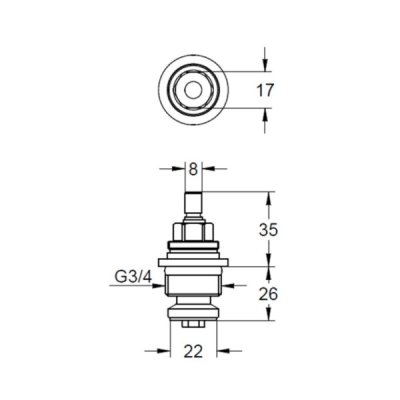 画像2: グローエ 07025000 パーツ ヘッドパーツ ショートスピンドルタイプ サイズ3/4”用 新タイプ 左回転開栓 ♪