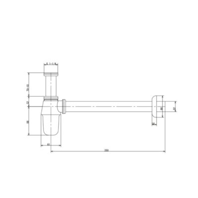 画像2: グローエ　JP190800　パーツ ボトルトラップ 1 1/4” トラップ寸法350mm クローム [■]