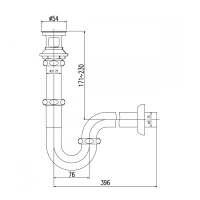 画像2: グローエ　JPK09900　パーツ 洗面器用 排水金具 水溜なし仕様 Pトラップ付 目皿なし クローム [■]