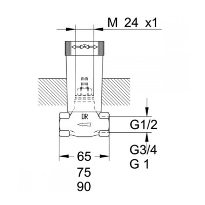 画像2: グローエ 2980000J パーツ 埋込ストップバルブ埋込本体部 ショートスピンドルタイプ サイズ1/2” ♪