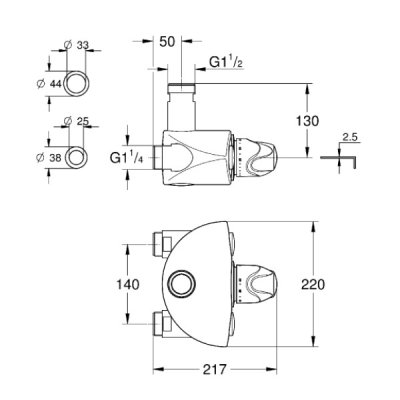 画像3: グローエ　JP241500　浴室水栓 グローサーモXL 大型サーモスタット混合栓 1 1/4” クローム 一般地 [■]