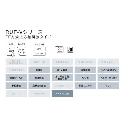 画像2: リンナイ 【RUF-V2005SAFF(D) 都市ガス用】 ガスふろ給湯器 設置フリータイプ 20号 オート F F方式・屋内壁掛型 20A リモコン別売 [⇔]