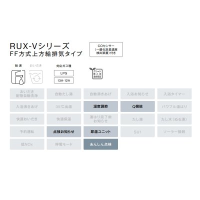 画像2: リンナイ 【RUX-V2015SFFUA(A) 都市ガス用】 ガス給湯専用機 20号 音声ナビ F F方式・屋内壁掛型 15A [■]