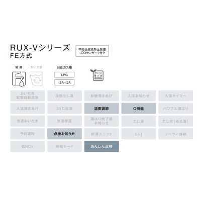 画像2: リンナイ 【RUX-V1615SWFA(B)-E 都市ガス用】 ガス給湯専用機 16号 音声ナビ FE方式・屋内壁掛型 15A [■]