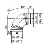 リンナイ 【EFL-1090NJ 24-6406】 φ100KP90°エルボ  φ100KP部材 ガス給湯器部材 [⇔]