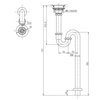 画像2: 【在庫あり】TOTO　TK18S　床排水金具 38mm Sトラップ 水栓部材 特定施設用器具 流し用排水器具 [☆]