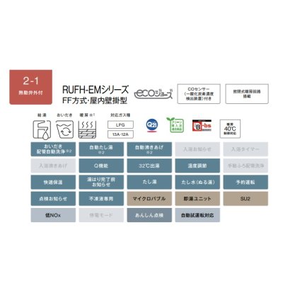 画像2: リンナイ【RUFH-EM2406AFF2-1B プロパン用】ガス給湯暖房熱源機 エコジョーズ 24号 フルオート F F方式・屋内壁掛型 20A リモコン別売 [♪■]