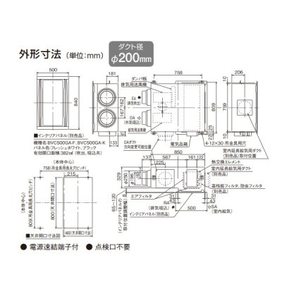 画像4: ダイキン 【VAC50GFYC + インテリアパネル(BVC500GA-F) 】 全熱交換器ユニット ベンティエール 天井埋込カセット形 単相200V CO2センサー付き [♪■]