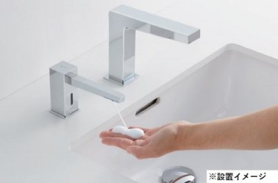 画像1: TOTO 水栓金具　TLK08S01JA(TLK08001JA+TLK01101JB)　オートソープディスペンサーセット 角スパウト 1連 3L  (旧品番TLK08S01J)