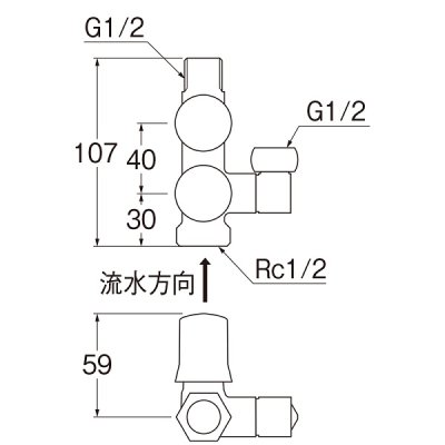 画像2: 水栓金具 三栄水栓　B3111A-R2-13-B　スマートヘッダー 袋ナット回転式
