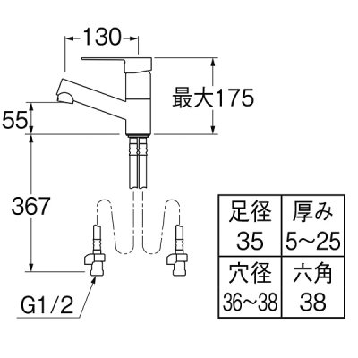 画像2: 水栓金具 三栄水栓　K475ENJV-1-MDP　シングルワンホール洗面混合栓 マットブラック 受注生産品 [§]