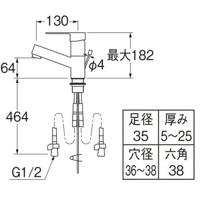 画像2: 水栓金具 三栄水栓　K475EPJV-1-MDP　シングルワンホール洗面混合栓 ボルト式 マットブラック 受注生産品 [§]