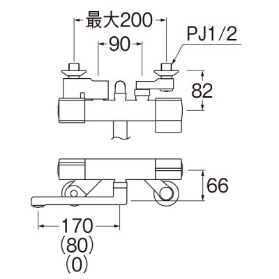 画像2: 水栓金具 三栄水栓　SK18C-5　サーモシャワー混合栓 壁付 パイプ長さ170