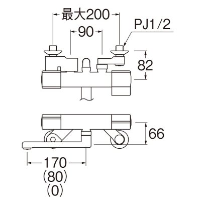 画像2: 水栓金具 三栄水栓　SK18C-5-N　サーモシャワー混合栓 壁付 パイプ長さ0