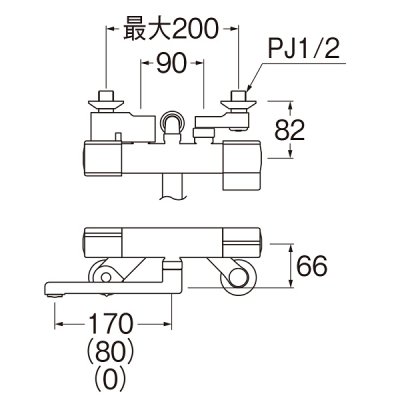 画像2: 水栓金具 三栄水栓　SK18CT5　サーモシャワー混合栓 壁付 パイプ長さ170