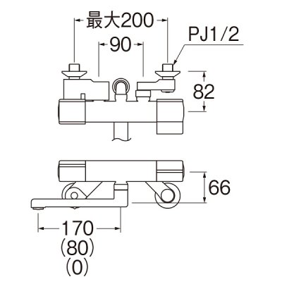 画像2: 水栓金具 三栄水栓　SK18CT5-S　サーモシャワー混合栓 壁付 パイプ長さ80