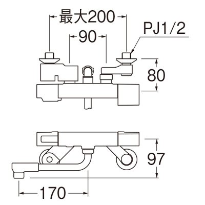 画像2: 水栓金具 三栄水栓　SK1811-1　サーモシャワー混合栓 壁付