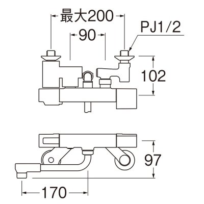 画像2: 水栓金具 三栄水栓　SK1811-3U　サーモシャワー混合栓 壁付 ベンリー偏心管付