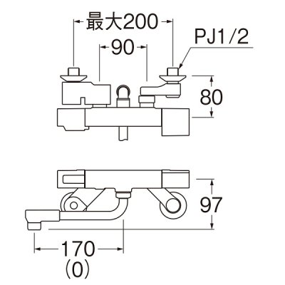 画像2: 水栓金具 三栄水栓　SK1811C-N　サーモシャワー混合栓 壁付 パイプ長さ0