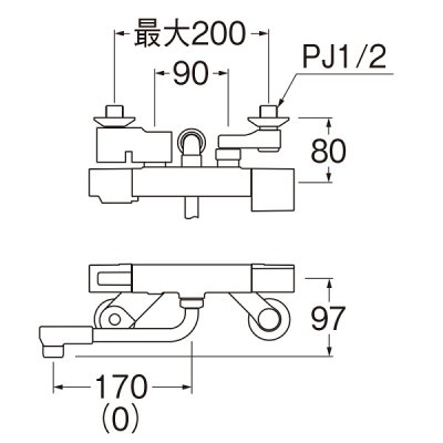 画像2: 水栓金具 三栄水栓　SK1811CT　サーモシャワー混合栓 壁付 パイプ長さ170