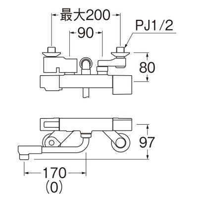 画像2: 水栓金具 三栄水栓　SK1811CT-N　サーモシャワー混合栓 壁付 パイプ長さ0