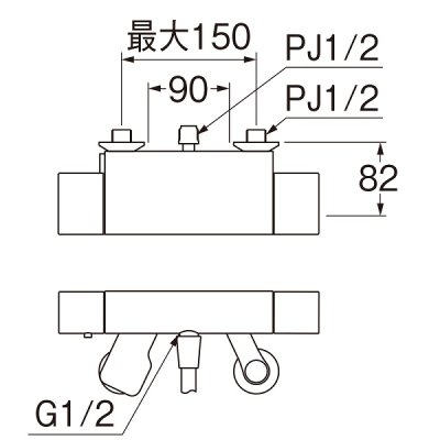 画像2: 水栓金具 三栄水栓　SK18502A-9S　サーモシャワー混合栓 壁付 オーバーヘッドシャワー別売