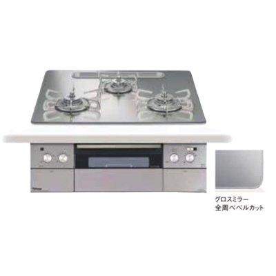 画像1: パロマ [PD-963WT-U60GG プロパン用] ビルトインコンロ CREA(クレア) 3口 幅60cm 水なし両面焼 グロスミラー 全周ベベルカット ラ・クックグラン同梱