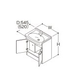 TOTO 洗面化粧台 LDSAS075AAGHG1A Aシリーズ 2枚扉 アクアオート(自動水栓) 電気温水器付 間口750mm 洗面ボウル高さ750mm 受注生産品 ♪§