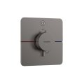 ハンスグローエ 15581340 ShowerSelect Comfort Q シャワーサーモスタット 埋込式 混合水栓 1アウトレット 155/155(化粧部) ブラッシュドブラッククロム ♪