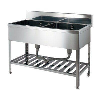 画像1: カクダイ 457-106-120 水栓金具 ステンレスシンク 2槽式 奥行600 幅1200 受注生産品[§♪]