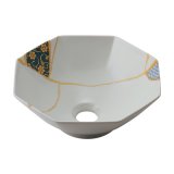 カクダイ 493-277-B 洗面所 手洗器 Buttobi 継 磁器製 九谷焼 置型 晴鳴 [♪」