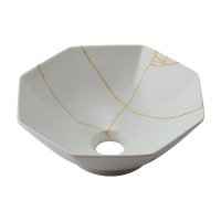 カクダイ 493-277-W 洗面所 手洗器 Buttobi 継 磁器製 九谷焼 置型 靄鳴 [♪」