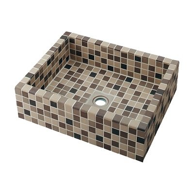 画像1: カクダイ 493-343-BE 洗面所 タイル貼り洗面器 和風 響 置型 ブラウンミックス [♪」