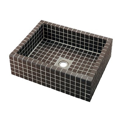 画像1: カクダイ 493-343-GY 洗面所 タイル貼り洗面器 和風 響 置型 グレーブラウン [♪」