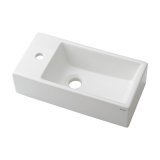 カクダイ 493-153 洗面所 壁掛手洗器 Lホール Luju 陶器製 壁掛け [♪」