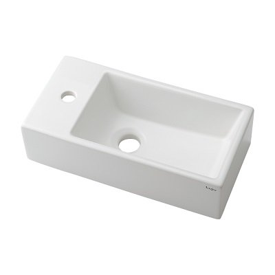 画像1: カクダイ 493-153 洗面所 壁掛手洗器 Lホール Luju 陶器製 壁掛け [♪」