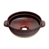 カクダイ 493-275-BR 洗面所 土鍋手洗器 和風 瑠珠 陶器製 信楽焼 置型 鰹節 [♪」
