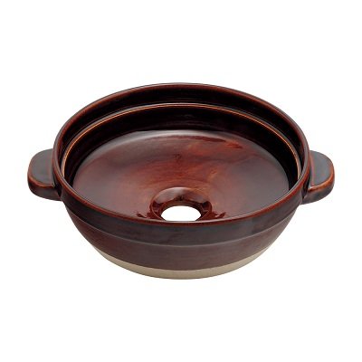 画像1: カクダイ 493-275-BR 洗面所 土鍋手洗器 和風 瑠珠 陶器製 信楽焼 置型 鰹節 [♪」