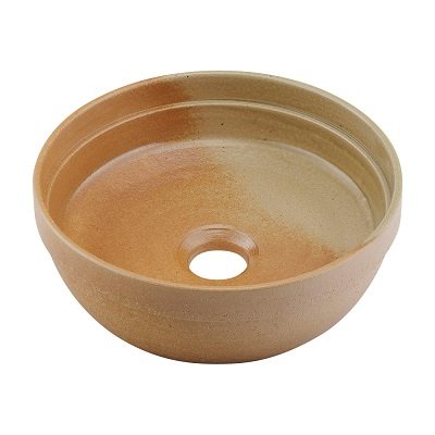画像1: カクダイ 493-276-YR 洗面所 丸型手洗器 和風 瑠珠 陶器製 信楽焼 置型 東雲 [♪」